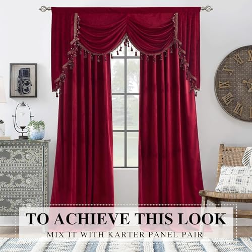 NICETOWN Thick Chenille Waterfall Valance with Tassel
