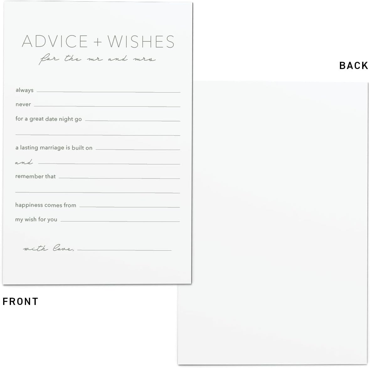CARDAMONOLY Advice and Wishes Cards for Wedding Decorations