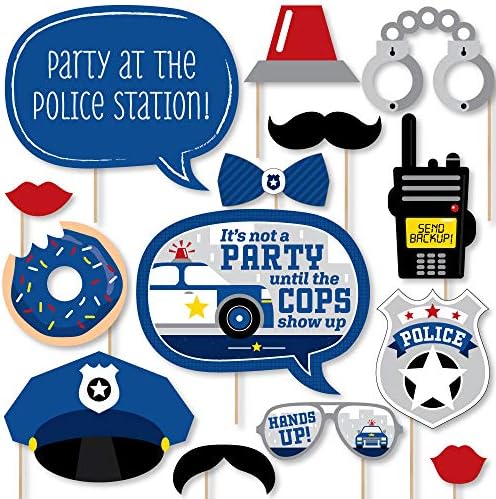 Big Dot Of Happiness Police Photo Booth Props Kit - 20 Count