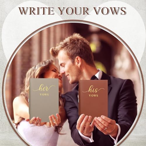 2 Pcs His Hers Wedding Vow Books 50 Pages Each Copper Brown Almond