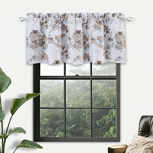 DriftAway Watercolor Floral Valance 52x18 Inch Beige