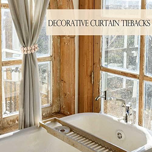Magnetic Curtain Tiebacks with Wood Beads 2 Pack