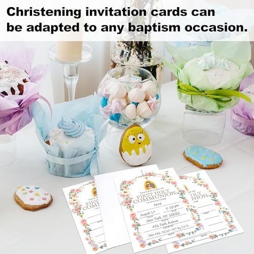 Baptism Invitations Set With Envelopes - 25 Cards