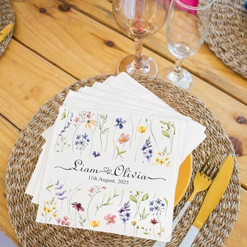 Personalized Wedding Napkins with Name and Date