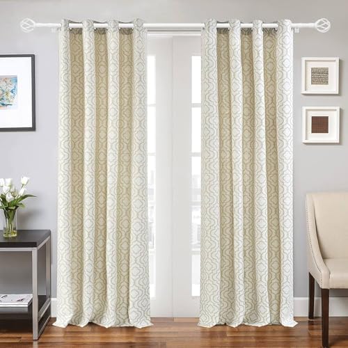 White Curtain Rods 32-50 Inch with Twisted Cage Finials