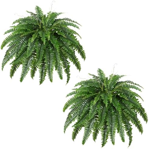 Set of 2 Large Artificial Boston Fern Bushes