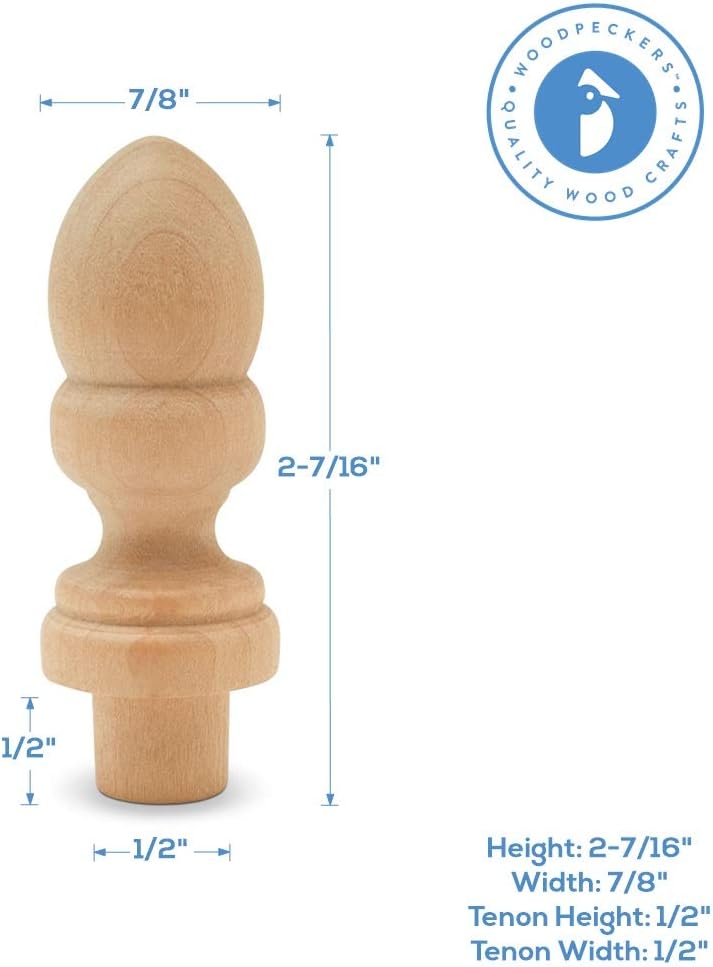 Small Wood Finials 2-716 Inch Pack of 12 by Woodpeckers