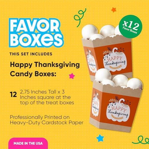 Big Dot of Happiness Happy Thanksgiving Party Favor Boxes Set of 12