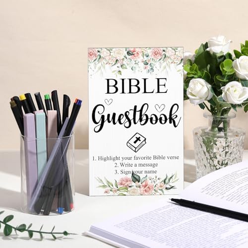 Geelin 19 Pcs Bible Guest Book Sign Set with Pens and Highlighters