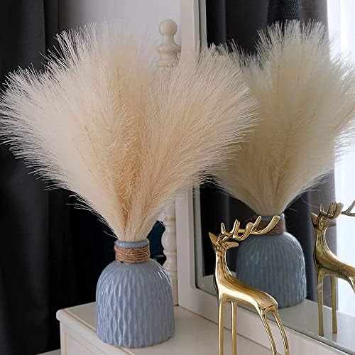 Ivory Dried Pampas Grass Branches 17 Inch for Home Wedding Decor