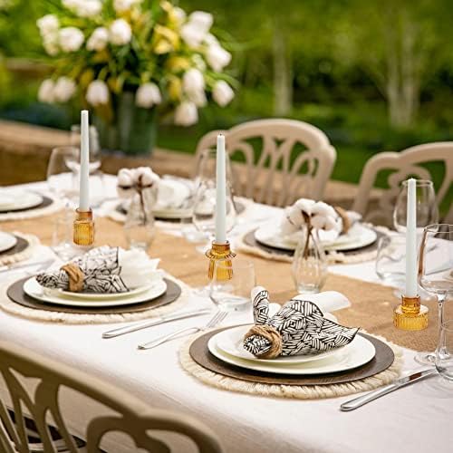 Vixdonos Taper Glass Candlestick Holders 3 Pcs Amber