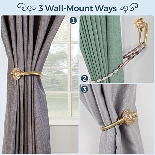2 Pack Curtain Holdbacks with Gold Translucent Finials