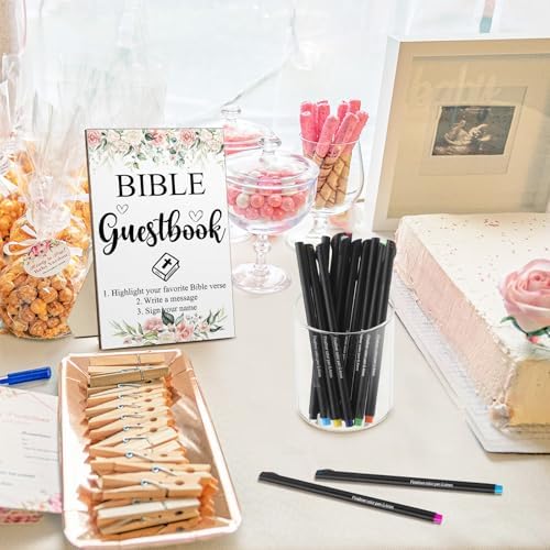 Geelin 19 Pcs Bible Guest Book Sign Set with Pens and Highlighters