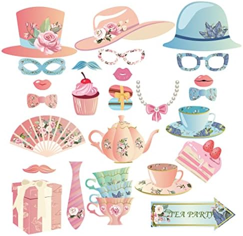 25 Piece Tea Party Photo Booth Props for Events