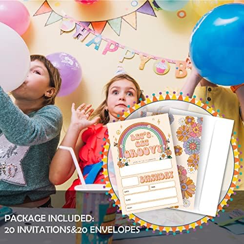 20 Sets Groovy Birthday Party Invitations with Envelopes