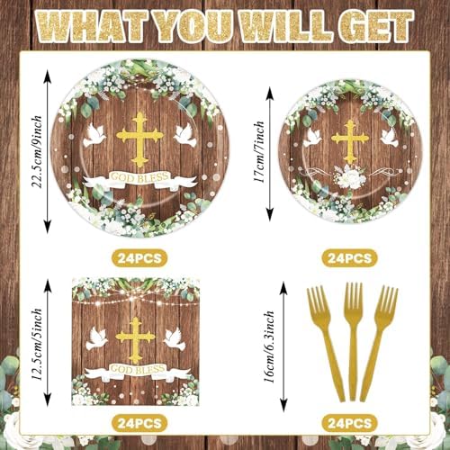 God Bless Baptism Tableware Set for 24 Guests