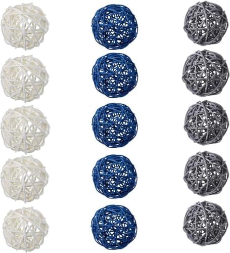24 Pcs Wicker Rattan Decorative Balls Set
