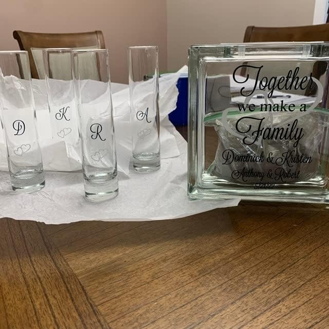 Glass Unity Sand Set Wedding with Lid Personalized Blended Family Ceremony