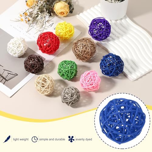 MECCANIXITY 6 Pcs Blue Wicker Decorative Balls