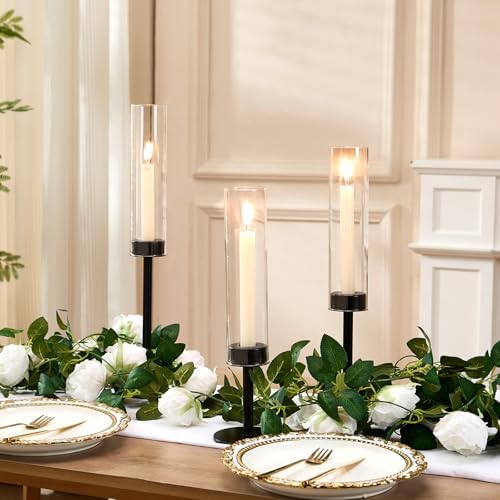 Black Hurricane Candle Holders Set of 3