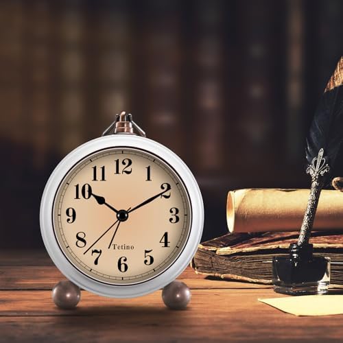 Tetino Analog Alarm Clock with Night Light and Silent Design