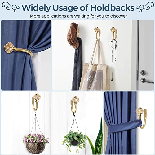 2 Pack Curtain Holdbacks with Gold Translucent Finials