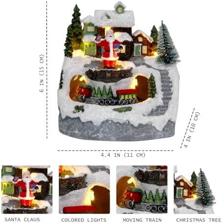 Christmas Village Musical Snow Globe Figurines with 8 Music Snowman and Train