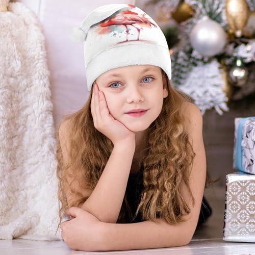 Santa Hat Watercolor Flamingo Christmas Headwear
