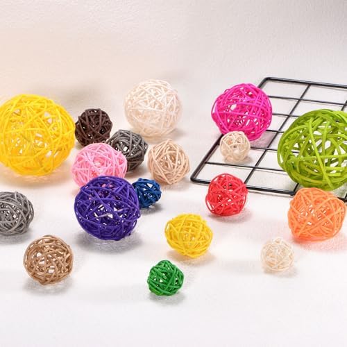 12-Pack White Wicker Rattan Balls 40mm Decorative Orbs