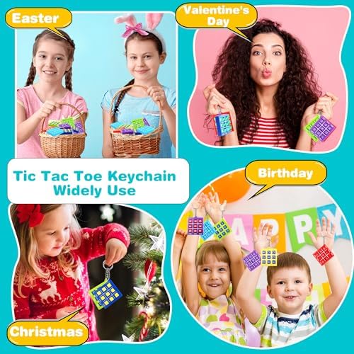 32 Pack Tic Tac Toe Keychain Set for Kids and Adults