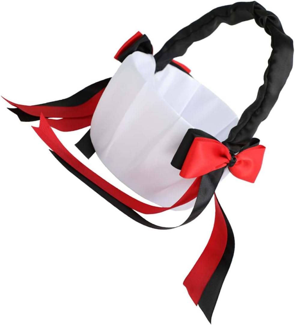 Elegant Black Satin Bowtie Flower Girl Basket