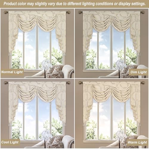 Loom and Mill Beige Jacquard Waterfall Valance 59 Inch 1 Panel
