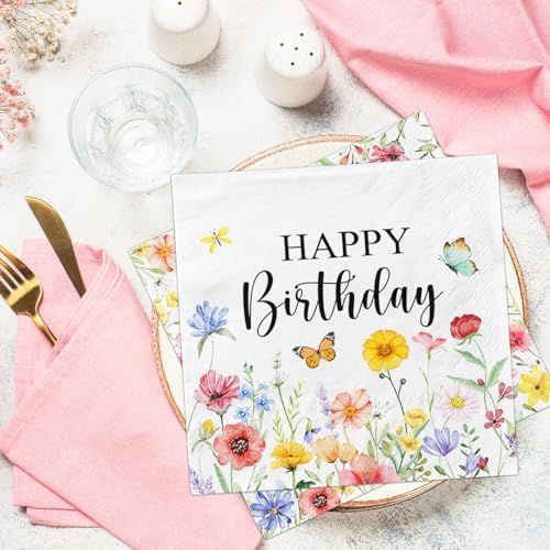 48Pcs Wildflower Napkins for Spring Parties