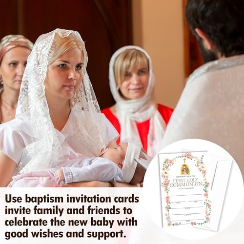 Baptism Invitations Set With Envelopes - 25 Cards