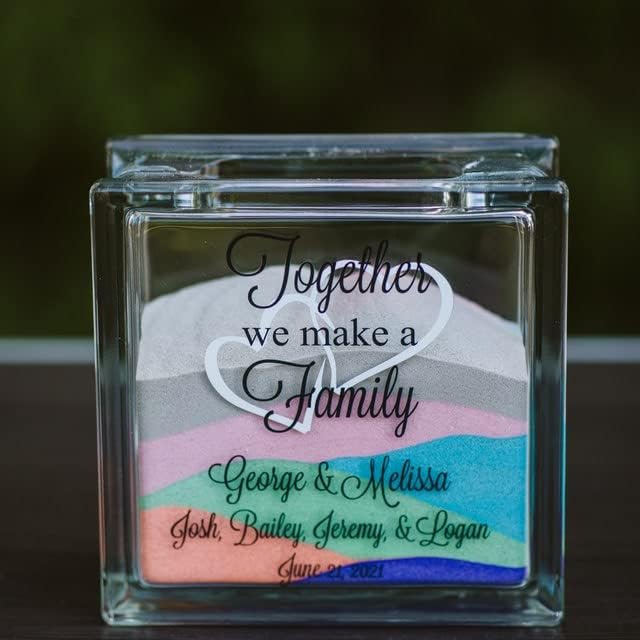 Glass Unity Sand Set Wedding with Lid Personalized Blended Family Ceremony