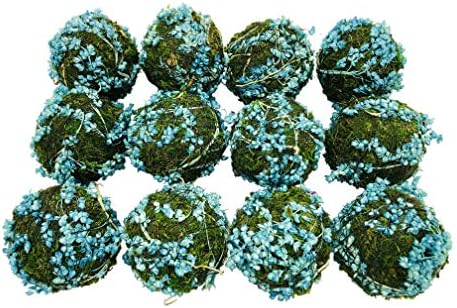 Handmade Natural Blue Moss Balls Set of 6