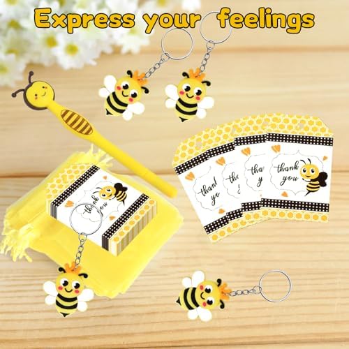 24 Piece Bee Keychains Gel Pens Party Favors Set