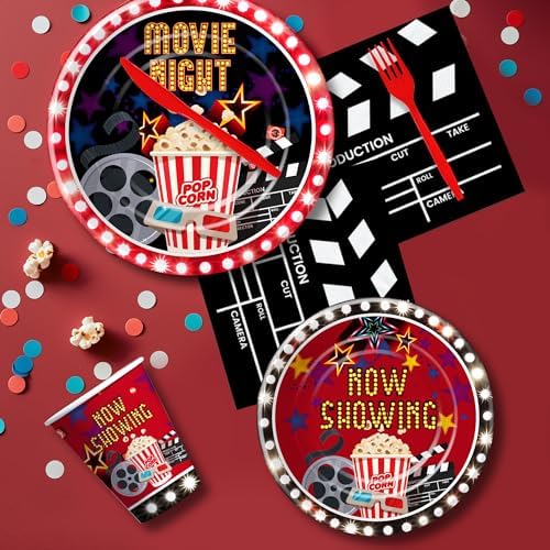 Xigejob Movie Night Tableware Set for 24 Guests