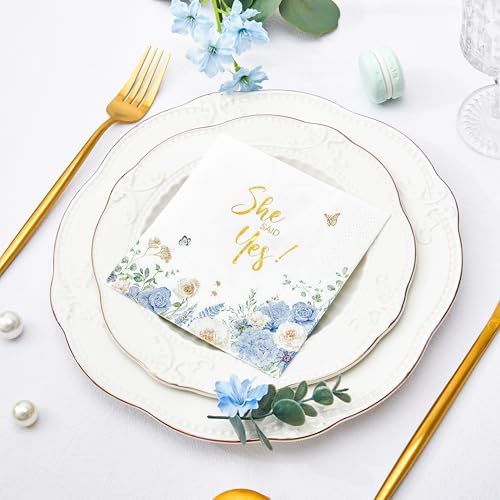Crisky 50 Pcs Gold Foil Bridal Shower Napkins