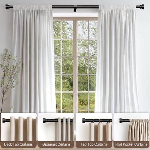 Modern Black Curtain Rods 48-84 Inch Adjustable Length