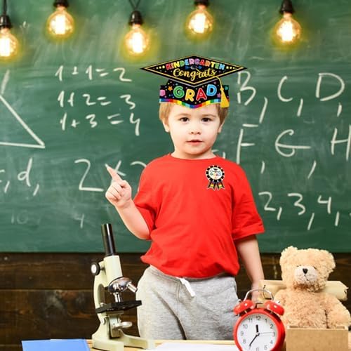 64 Pieces Preschool Graduation Caps with Reward Badges