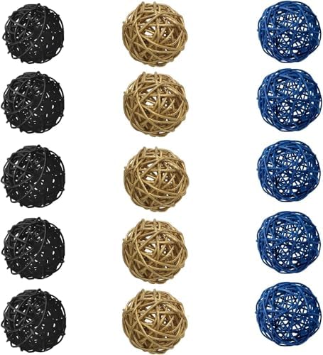 15pcs 2inch Wicker Rattan Decorative Balls Set