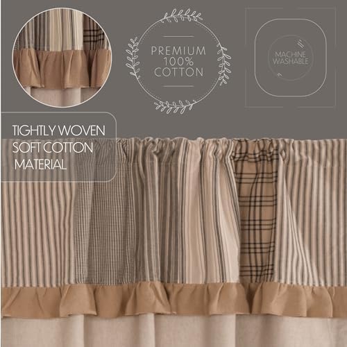 VHC Brands Sawyer Mill Curtain Panel 63x36 Charcoal Khaki Tan