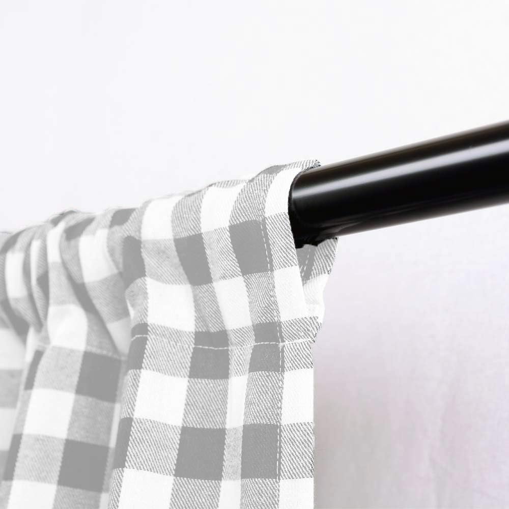 Farmhouse Curtains Buffalo Plaid Gathered Swags Gray 72x63