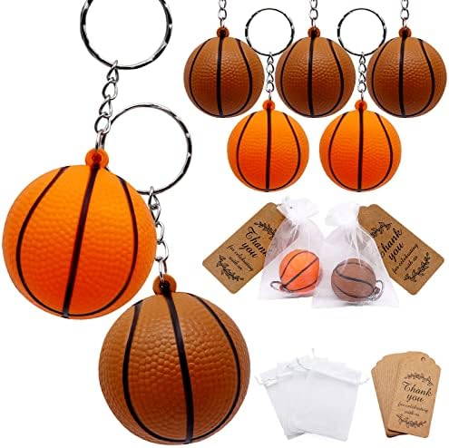 24 Pack Basketball Keychains for Parties and Rewards