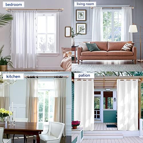 Adjustable Wood Curtain Rods 48-86 Inches Single Rod with Leaf Finials