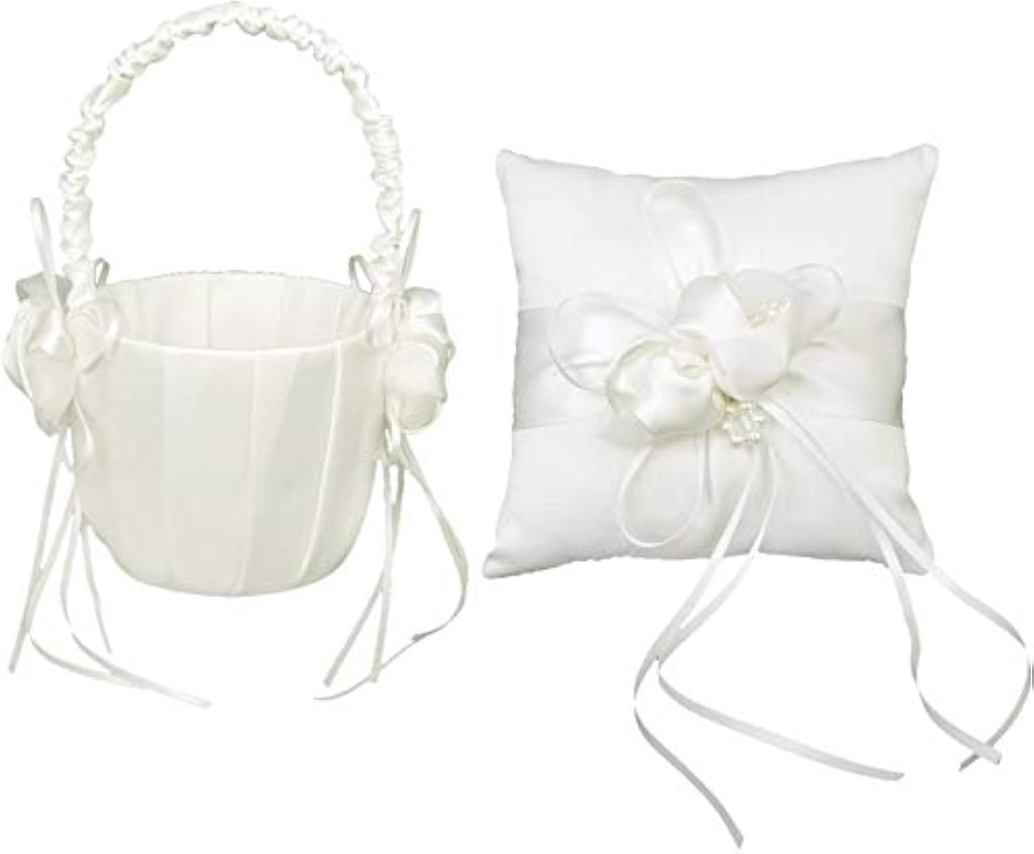 Taotenish Wedding Ring Pillow Flower Girl Basket Set