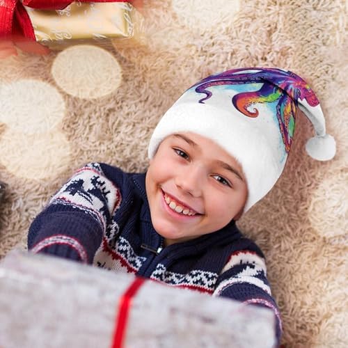 Colorful Octopus Santa Christmas Hat for Adults
