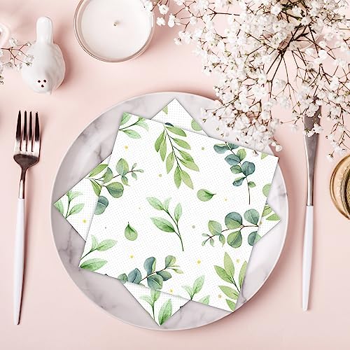 100PCS Eucalyptus Leaf Napkins Sage Green