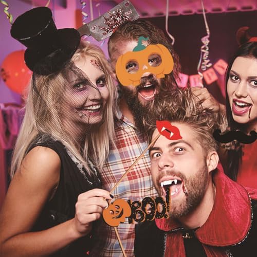 21-Piece Halloween Photo Booth Props for Parties